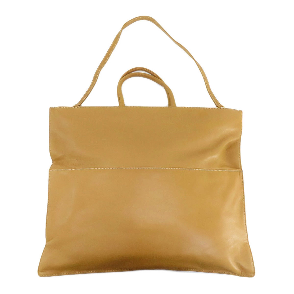 Loewe logo stitching Tan two front Brown pockets embossed Yellow